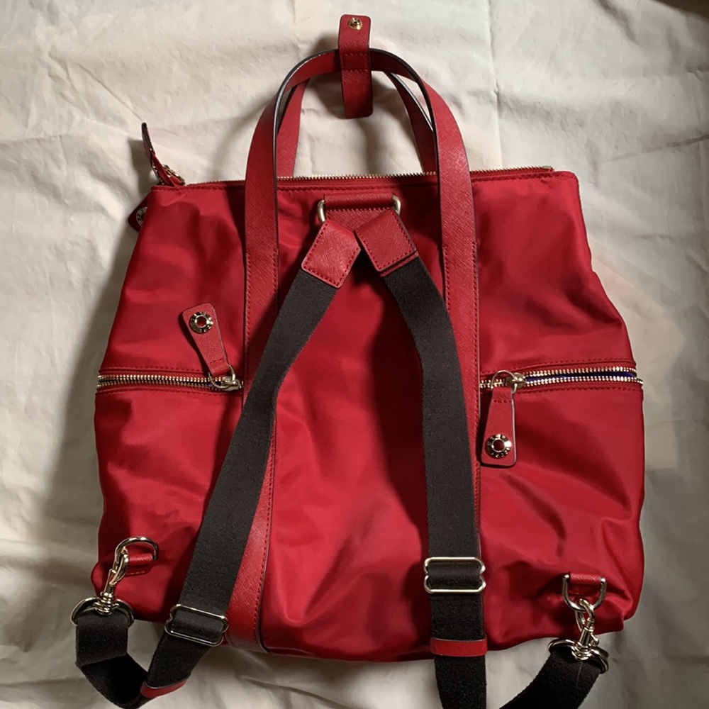 Henri Bendel Jetsetter Large Convertible Canvas Brilliant Red Backpack - Picture 5 of 10